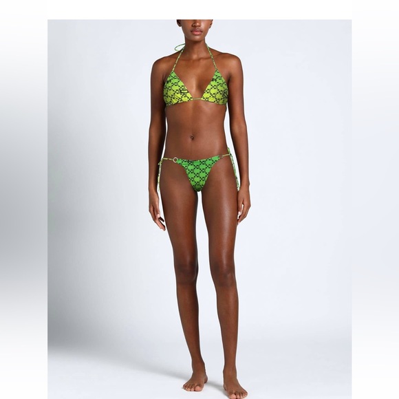Off-White Side Tie Triangle Bikini Set Blue Green Yellow Ombré US 4 Off-White - Picture 2 of 9